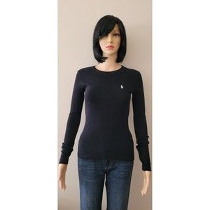 Womens Ralph Lauren Sport Size XS Black Long Sleeve Shirt